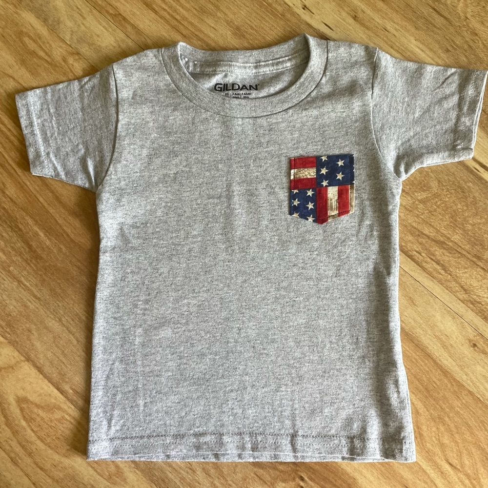 NW Toddler fitted Gray American Flag Pocket T Shirt - 3T